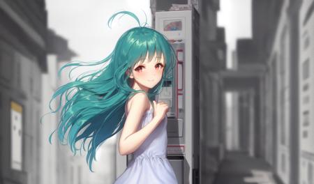 07598-2990638058-very detailed background, masterpiece, best quality, 1girl, solo, Green hair, Multicolored eyes, wavy hair, antenna hair, smile,.png